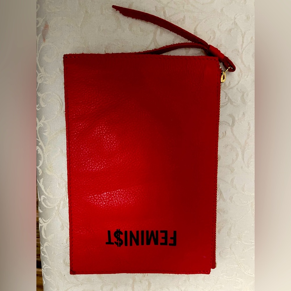 Red Leather Feminist Able Clutch